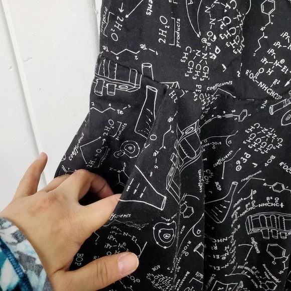 Hot Topic S Black White Science Graphic Print Fit & Flare Punk Tie Back Dress - Picture 3 of 9